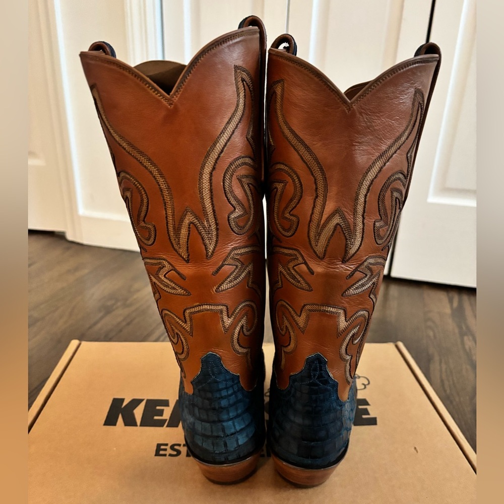 Kemo Sabe Dundee Blue Suede Caiman Boots - Size 9.5M - Picture 4 of 6